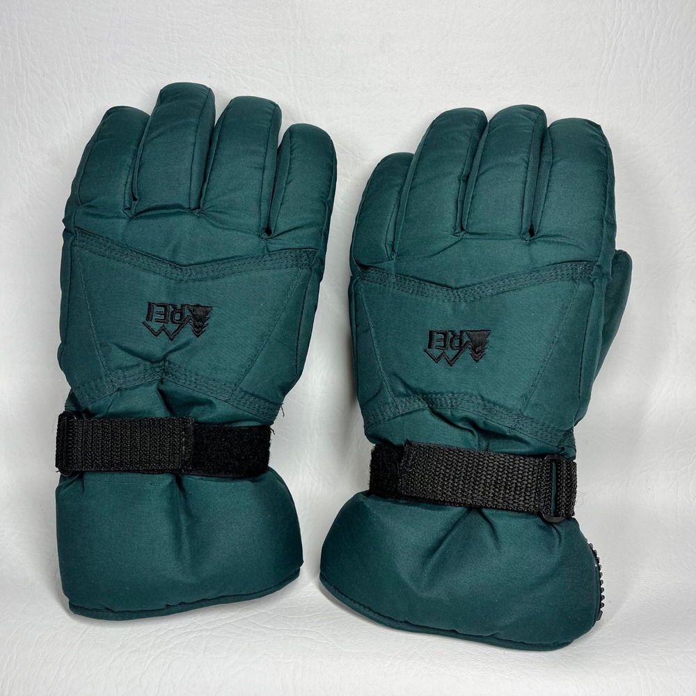 REI Mens Gore-Tex Leather Palm Insulated Ski Gloves Green Medium RN56385